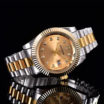 SOUTHBERG Ouro prata observar os Homens GMT Rotativo da Moldura do Vidro de Safira pulseira de aço Inoxidável do Esporte relógio de Pulso de Quartzo relógio reloj