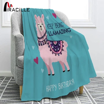 Miracille Bonito Dos Desenhos Animados De Alpaca Cobertor De Flanela Para Quente E Confortável, Presente De Aniversário Para Crianças