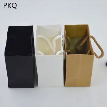 50pcs 3 tamanhos Branco Saco com alça Preto/Marrom, saco de papel Kraft para embalagem Pequena, cor-de-Rosa Saco de Jóias Parte Presente do Saco