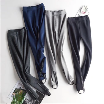 2019 Inverno Quente Leggings Mulheres de Cintura Alta algodão Elástico Mais de veludo Lápis Calças Engrossar Skinny Feminina Calças F156