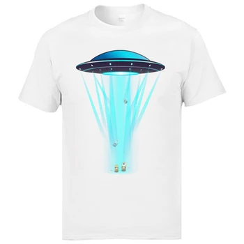 O Decote Normal Tops, T-Shirt UFO Artesanato Abductees Attrack de Algodão dos Homens Loucos T-Shirt Novo Estilo de Moda Cool T-Shirts Homem
