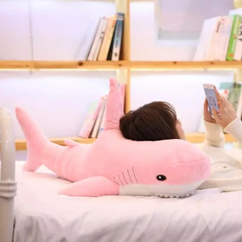 Tamanho gigante de Pelúcia da Pele do Tubarão de Brinquedos de Alta Qualidade de Produtos Semi-acabados de Simulação de Tubarão Casaco de Travesseiro para as Crianças Presentes