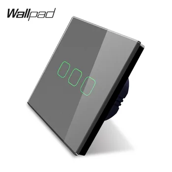 Wallpad K3 3 Gang 2 Maneira, Painel de Vidro Touch Sensor, Interruptor Intermediário Parede Elétricos de Interruptor de Luz para o reino UNIDO UE