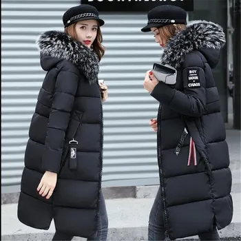 Mulheres Plus size Moda Inverno Casaco Longo Fino Engrossar Quente para Baixo de Algodão Acolchoado Jaquetas Outwear Parkas 3XL
