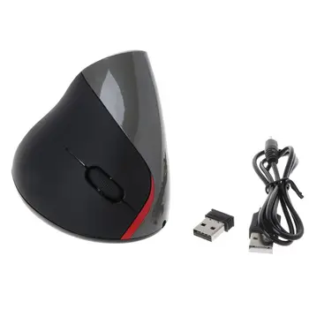 Design ergonômico 1600 DPI USB sem Fio Vertical Mouse Óptico para Computador PC