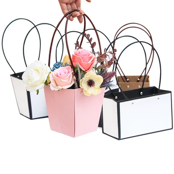 10pcs kraft para sacos de presente de papel com alça buquê de flores pack de eventos artigos para festas embalagem de papel giftbags de jóias, bolsas