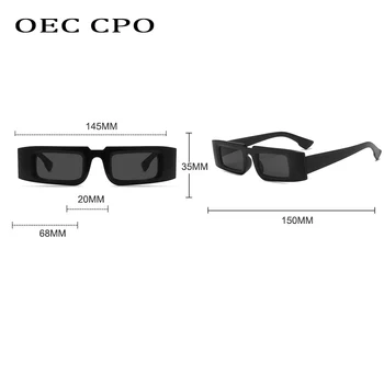 OEC CPO Moda Retângulo Pequeno de Óculos de sol das Mulheres da Marca Vintage Praça de Óculos de Sol dos Homens Senhoras Punk Óculos, Oculos Luneta De