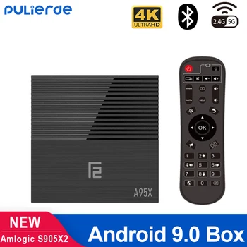 PULIERDE 4GB a 32GB 64GB Android 9.0 TV Caixa de Amlogic S905X2 de 2.4 GHz, 5 ghz, wi-Fi Bluetooth4.2 H. 265 4K Set-top box