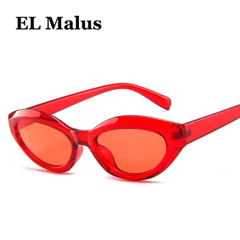[EL Malus]Novas Pequeno Oval, Armação de Óculos de sol das Mulheres de Vermelho Tan Lente Leopard Tons Marca Designer Senhoras Sexy de Óculos de Sol Oculos