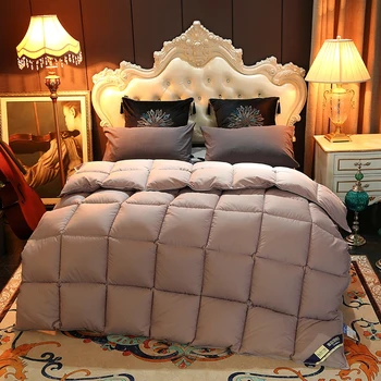 Hotel de luxo de Ganso Colcha de Outono Inverno Cobertor Grosso Quente Edredom Queen King Completo Único Branco/Azul/Rosa/Marrom