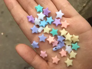 1500 11mm Bebê de Cores pastel Estrelas Esferas de Acrílico, Resina, Pulseira, Colar de Jóias Fazer Encontrar