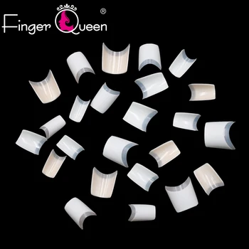 FingerQueen 100Pcs Cola Metade Dicas de Unhas Naturais/Limpar Caixão Unhas postiças Artificiais Falso Falso UV Gel Decoração da Arte do Prego