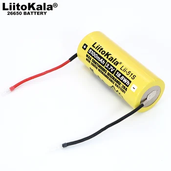 2021 Liitokala 26650 5100mAh de alta Capacidade da bateria Li-ion 3.7 v Bateria Recarregável 20A Descarga 3,6 V Alimentação pilhas + Cabo DIY