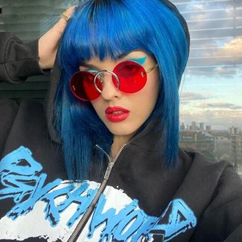 QPeClou 2020 Moda De Metal Punk Óculos Redondos Mulheres Designer Da Marca Vintage Sem Aro Colorido De Óculos De Sol Dos Homens Legal Mostrar Tons