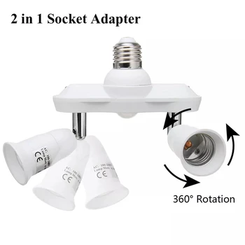 Sensor de Movimento infravermelho Ajustável 2 Em 1 E27 Lâmpada no Soquete Adaptador e Conversor Divisor de Blubs titular
