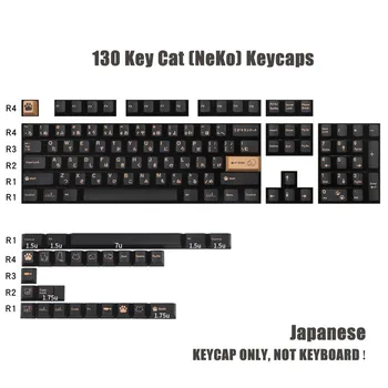 130 Chaves Gato Japonês PBT Keycaps Cereja Chave de Perfil Pac Para 61 87 104 Teclas Cherry Mx Switch Mechanical Gaming Keyboard