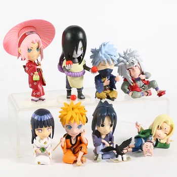 Naruto Shippuden Kimono Série Naruto, Sasuke, Sakura Orochimaru, Jiraiya Hinata, Tsunade, Kakashi Figuras Brinquedos 8pcs/set