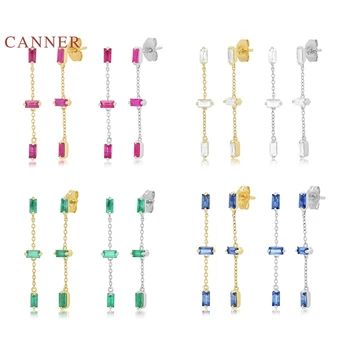 CANNER Personalizados Simples Diamante Pão Cadeia de Brincos Para Mulheres S925 Prata Piercing, Brincos Jóias Pendientes