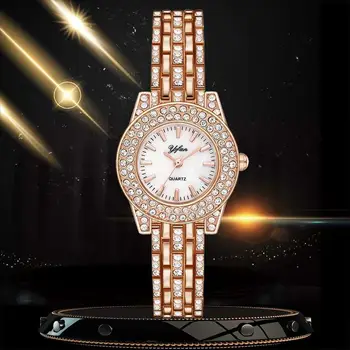 Luxo Rosa De Ouro, Relógios De Senhoras De Pedra De Strass De Cristal Mulheres Relógios De Aço De Moda De Vestido De Relógios As Melhores Marcas De Luxo Reloj Mujer