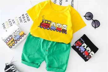 Meninos da criança Conjuntos de Vestuário 2020 Verão de Crianças Meninos do Bebê Roupa de desenhos animados T-shirt+Shorts 2pcs Roupas Terno Casual de Treino de Crianças