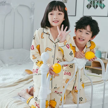 Primavera Crianças Pijamas bonitos Engrossar algodão Quente Pijamas Meninas Loungewear Coral do Fleece Crianças Pijamas Menino Longa Top+ Calça
