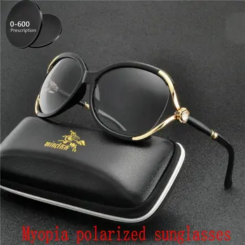 2019 Feito Miopia Menos Prescrição de Lentes de Espelho Quadrado de Óculos de proteção Óculos de mulheres borboleta polarizada óculos de sol UV400 FML