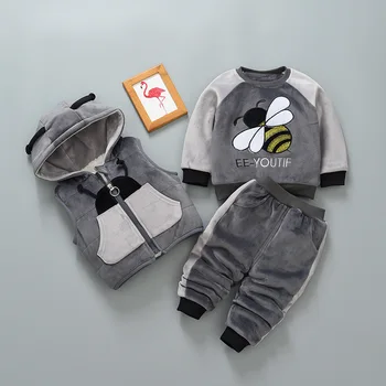 2020 Inverno bebê recém-nascido meninos meninas rapazes raparigas roupas de bebê de veludo pulôver de moletom jaqueta colete calças de roupas de esporte abelha conjuntos de vestuário