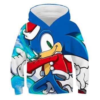 Sonic the Hedgehog 2020 Outono inverno quente da venda de Crianças Meninos Meninas rapazes raparigas Capuz Roupas de Vestuário Moletons Camisolas de poliéster Hoodied