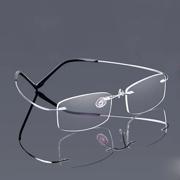 VCKA Praça sem aro Óculos de Leitura Mulheres de Óculos de Liga de Titânio com Presbiopia sem moldura Personalizada Prescrição de lentes de Óculos