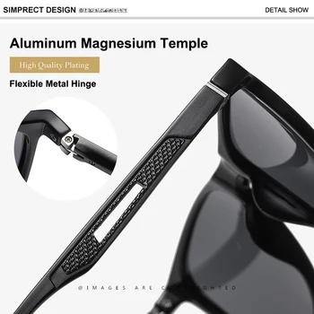 SIMPRECT de Alumínio-Magnésio Óculos de sol Polarizados Homens 2021 UV400 Anti-reflexo Driver de Óculos de sol Retro Praça de Óculos de Sol Para Homens