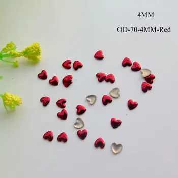 Um Saco OD-70-Vermelho Frete Grátis em 3D de 4MM/6MM Coração Vermelho Metal-Stud Brilhante Decoração de Unhas outlooking linda Linda