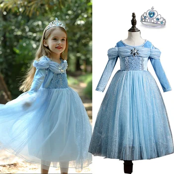 2021 de Neve Meninas de Vestido de Princesa Traje de Halloween, Carnaval, as Crianças vestem as Crianças de Vestidos para Meninas de Roupas de Tamanho de 5 a 10 Anos
