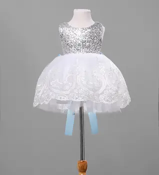 2018 Marca Nova Princesa Menina Bowknot Lace Vestido Floral De Natal Vestidos De Festa Da Criança Lantejoulas Vestido De Baile Vestido De Criança