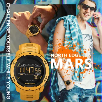 BORDA NORTE de Marte Homens Relógio Digital Homens Militar do Desporto Relógios Impermeável 50M Pedômetro Calorias, Cronômetro de hora em Hora Relógio Despertador