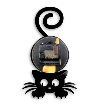 Crazy Cat Lady Arte de Parede Silhueta de Gatinho Gato Engraçado com Cauda de Decoração de Casa de Relógio de Parede Preto Kitty disco de Vinil Relógio Gato de Estimação Amante