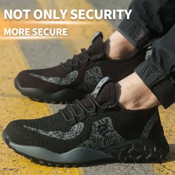 Nova exposição de sapatos de Segurança homens respirável, anti-esmagamento anti-perfuração de trabalho Botas de biqueira de aço protetora exterior de trabalho Sapatilha