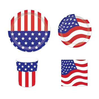 7 polegadas 4 de julho Americano Dia Nacional do Partido Descartáveis, Pratos de Louça Estado Unidos Bandeira Nacional Decorações do Partido Suprimentos