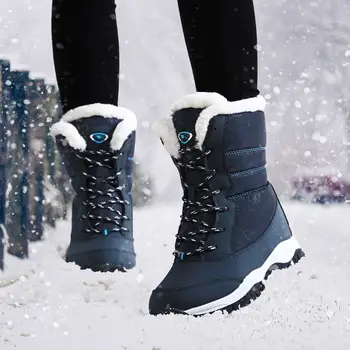 Novo Tornozelo Botas de Mulheres Botas de Neve de Inverno Impermeável Mulheres Sapatos de Moda Botas de Inverno Quente Luxuoso Winte Sapatos de Mulheres Plus Size 43