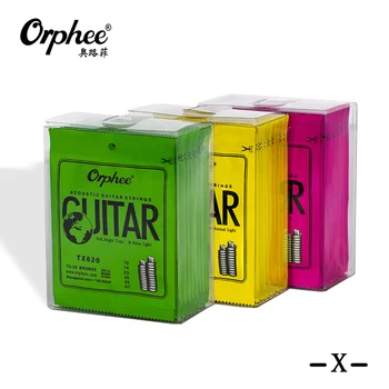 Orphée TX620/TX630/TX640 6pcs Acústico Folk Guitar String (.010-.047) Phosphor Bronze Luz Extra de Tensão