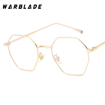 WarBLade 2018 Hexágono óculos Mulheres de Design de Luxo Metal Óculos Feminino Retrô Vintage Mens Vidro transparente Tons Luneta