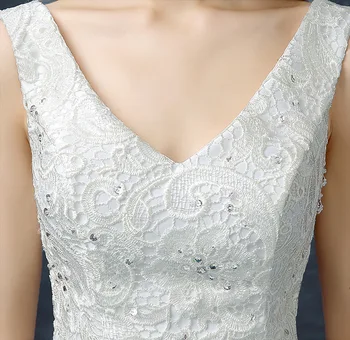 DM-0416#V-pescoço da Noiva Casar de Vestido de Noiva Resina Broca Bola Branca Vestido Lace Atacado Barato Organza Bordado Arco Plus Size