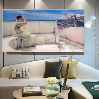 Citon Lawrence Alma-Tadema《Expectativas》de Lona da Pintura a Óleo da Imagem do obra de Arte Moderna de Parede Decoração Casa, Decoração sala de estar