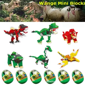 Atacado WANGE Blocos de Dinossauros do Jurássico do Mundo de Mini Blocos de Brinquedos Educativos Montar Brinquedos de Construção DIY Blocos Presentes Crianças