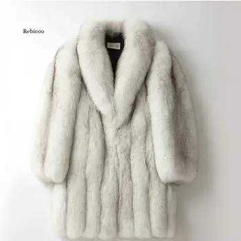 Mais grosso de alta qualidade-Inverno Nova Macio Pêlo grosso de Peles Jaqueta de Homens de Médio a Longo Estilo de Imitação Raposa-do-Ártico Um Casaco de Peles