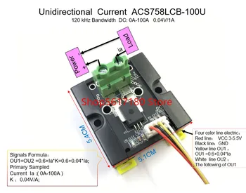 ACS758LCB ACS758 100u Unidirecional da Corrente CC módulo Sensor ACS758LCB-100U 120 kHz de largura de Banda DC: 0-100A DE 0,04 V/1A