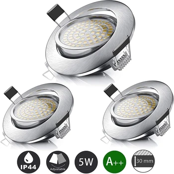 Ultra Plana LED Embutida Refletor de luz downlight Rotativo IP44 Adequado para Banheiros 5W para a Sala Quarto Cozinha