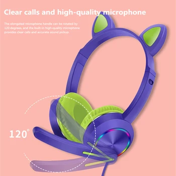 Brilhante Gato de Ouvido Fone de ouvido sem Fio Bluetooth Crianças Fones de ouvido Bonito Fones de ouvido Para Filhas Meninas Presentes Com Microfone de Apoio TF Cartão