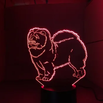 Chow Chow Nova Lâmpada Cão 3D Noite de Luz Garoto de Brinquedo LED 3D Toque Lâmpada da Tabela 7 Cores de Luz LED Piscando Decorações de Natal para a Casa