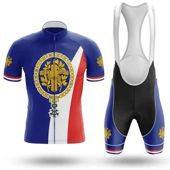 França uniformes de ciclismo Respirável ciclismo Jersey de manga curta Homens 20D gel Jardineiras, Shorts de Triatlo ropa ciclismo 2020