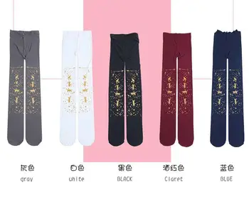Japonês sweet lolita meias hot stamping impressão gothic lolita meia-calça kawaii girl loli cos